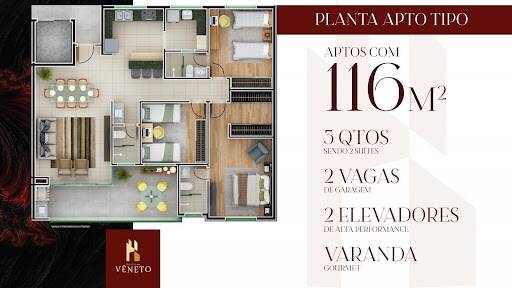 Apartamento à venda com 3 quartos, 116m² - Foto 2
