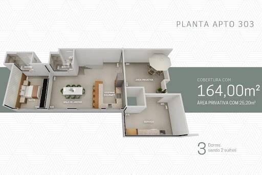 Cobertura, 3 quartos, 179 m² - Foto 1