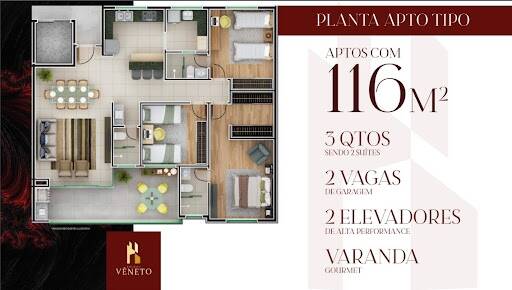 Apartamento, 3 quartos, 116 m² - Foto 2